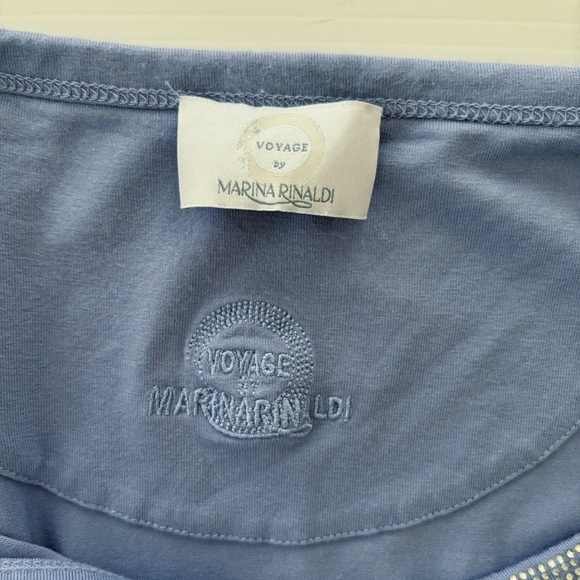Marina Rinaldi Voyage Embellished T Shirt Large Short Sleeve Blue - Picture 5 of 8